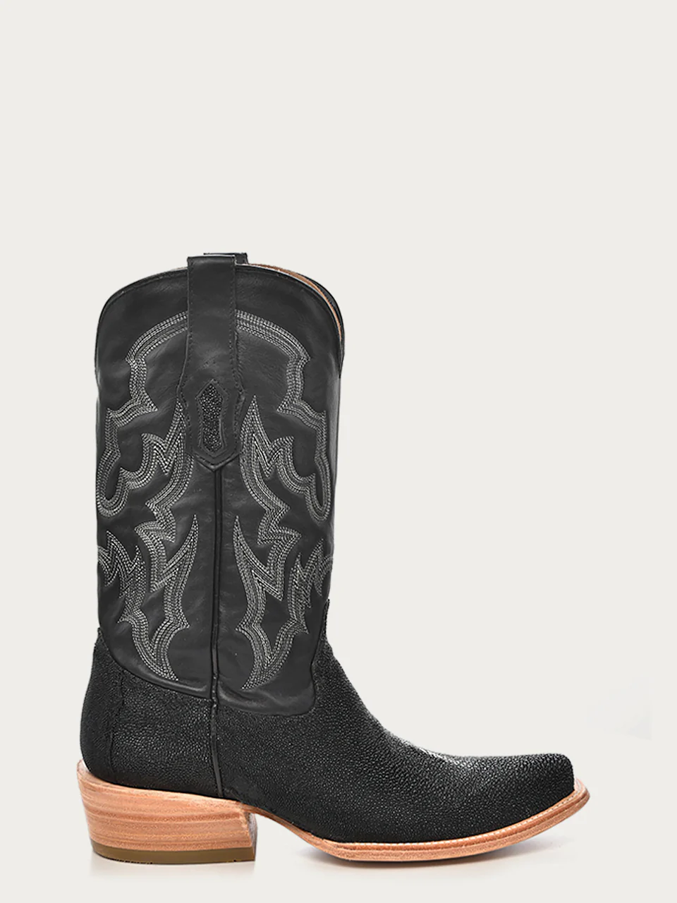 A4423 - MEN'S BLACK STINGRAY EMBROIDERY NARROW SQUARE TOE COWBOY BOOT - Image 3