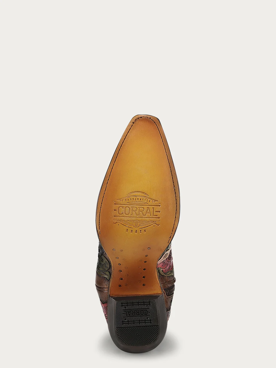 A4980 - WOMEN’S HAND PAINTED AND TOOLED HUMMINGBIRD BROWN TALL TOP SNIP TOE COWBOY BOOT - Image 10