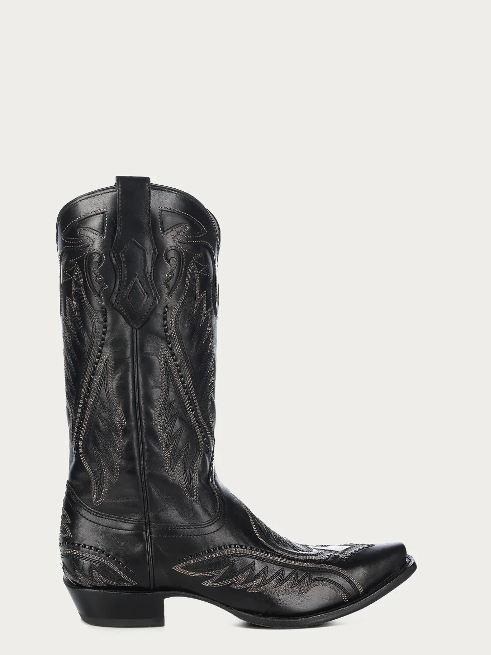 C4149 - MEN'S WOVEN DETAIL WITH BLUE EMBROIDERY BLACK SNIP TOE COWBOY BOOT - Image 3