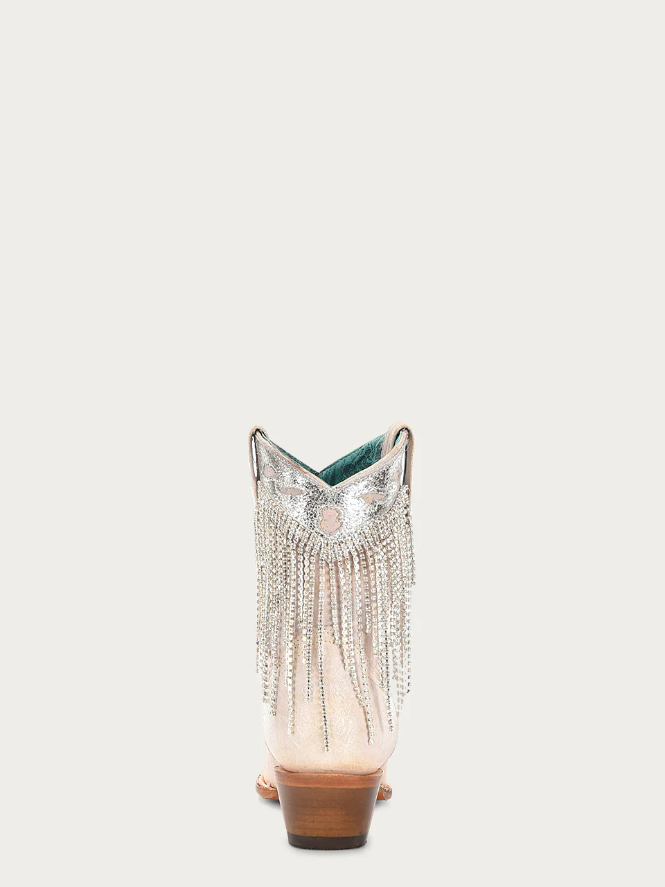 Z5250 - WOMEN'S CRYSTALS FRINGE WHITE AND SILVER SNIP TOE ANKLE BOOT - Image 5