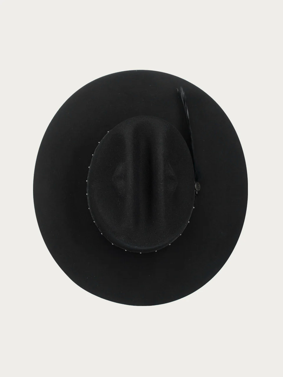 H0008 - BLACK COWGIRL HAT WITH HATBAND AND BLACK FEATHER - Image 3
