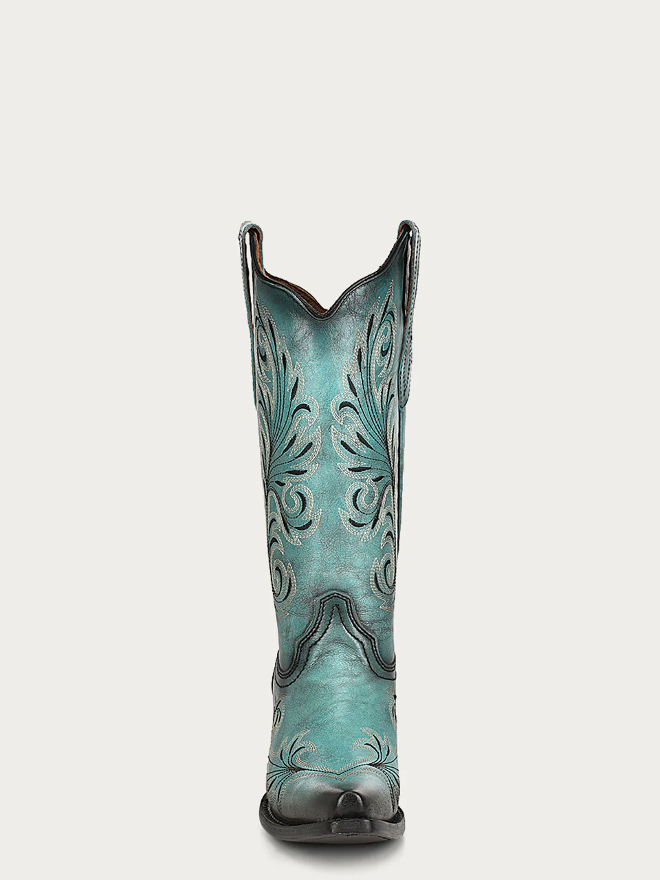 L2076 - WOMEN'S WHITE AND BLACK EMBROIDERY TURQUOISE SNIP TOE COWBOY BOOT - Image 3