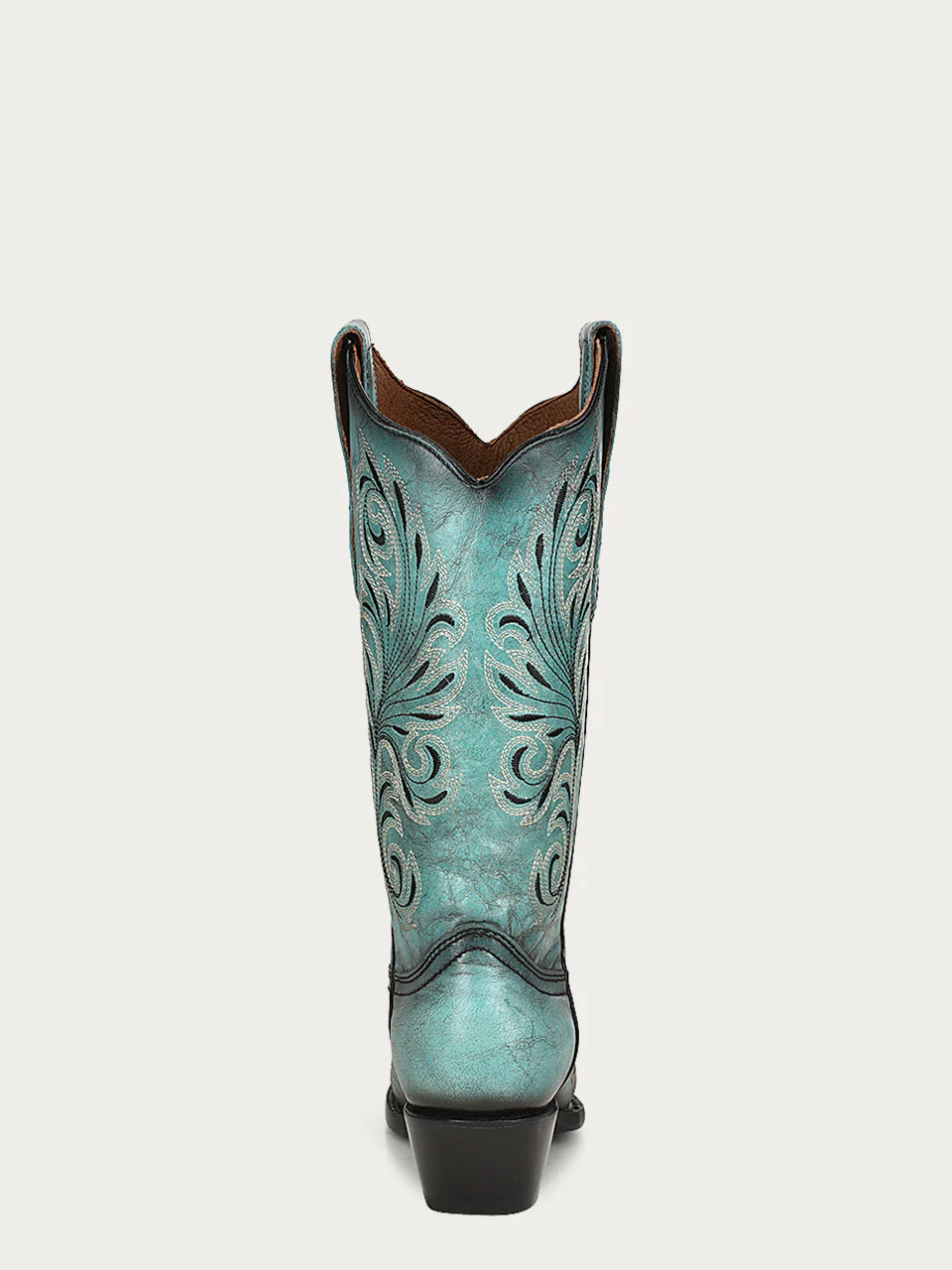 L2076 - WOMEN'S WHITE AND BLACK EMBROIDERY TURQUOISE SNIP TOE COWBOY BOOT - Image 4