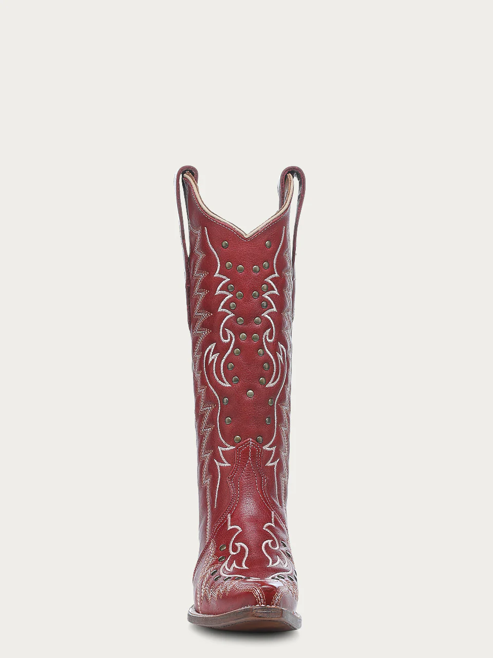 L6117 - WOMEN'S EMBROIDERY AND STUDS RED SNIP TOE COWBOY BOOT - Image 3