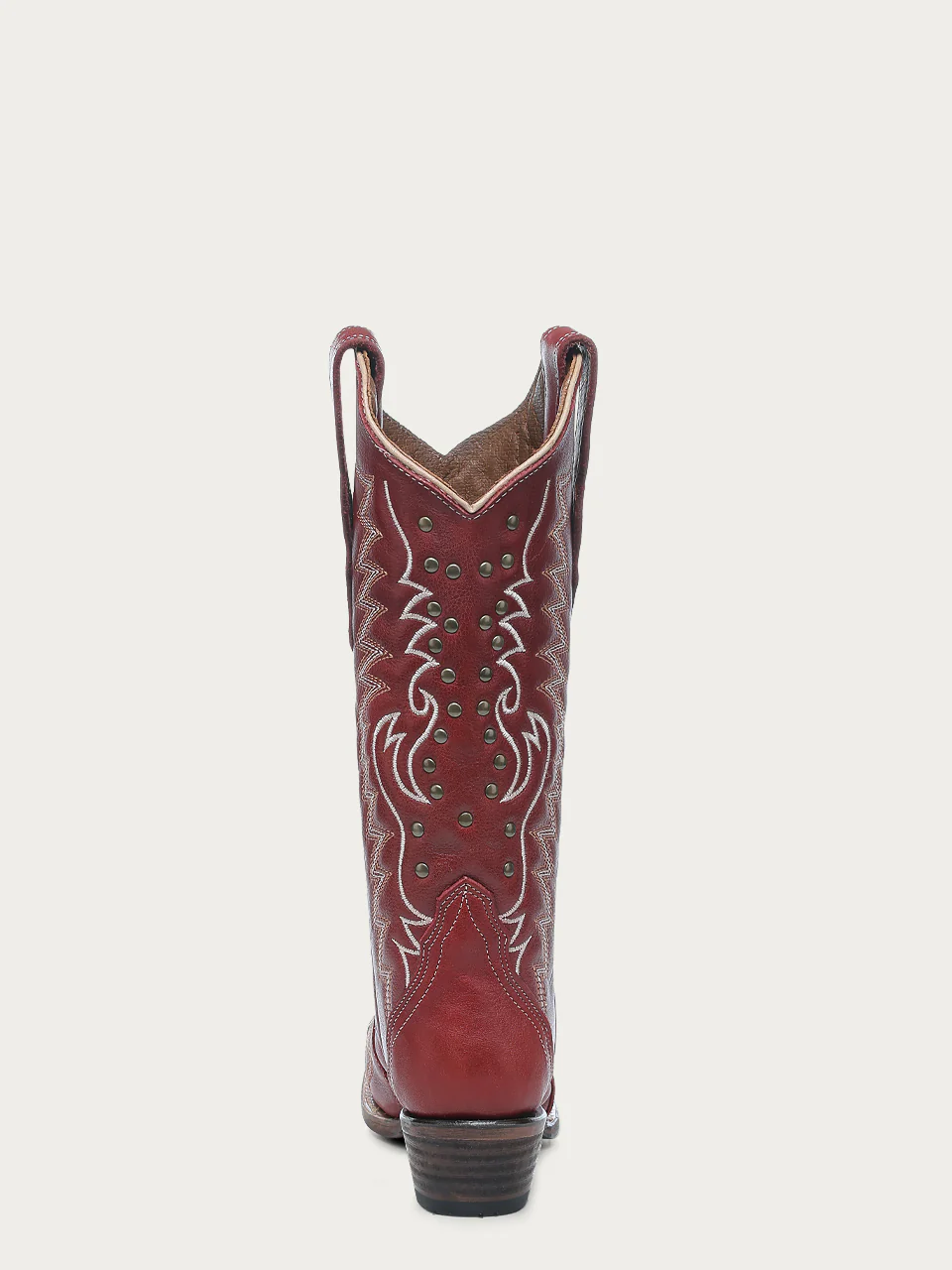 L6117 - WOMEN'S EMBROIDERY AND STUDS RED SNIP TOE COWBOY BOOT - Image 4