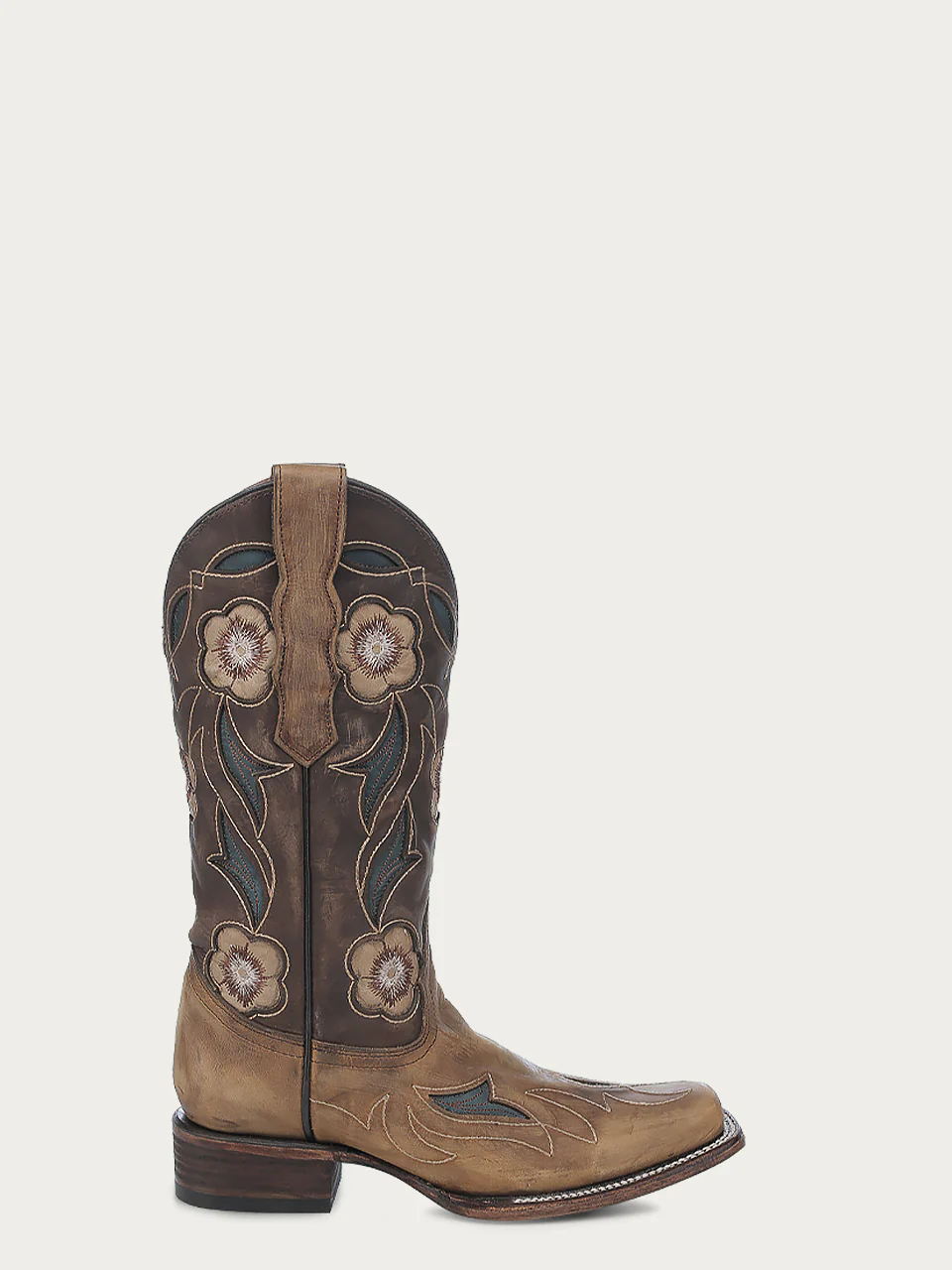 L6236 - WOMEN'S FLORAL SAND EMBROIDERY AND INLAY SQUARE TOE CIRCLE G COWBOY BOOT - Image 3