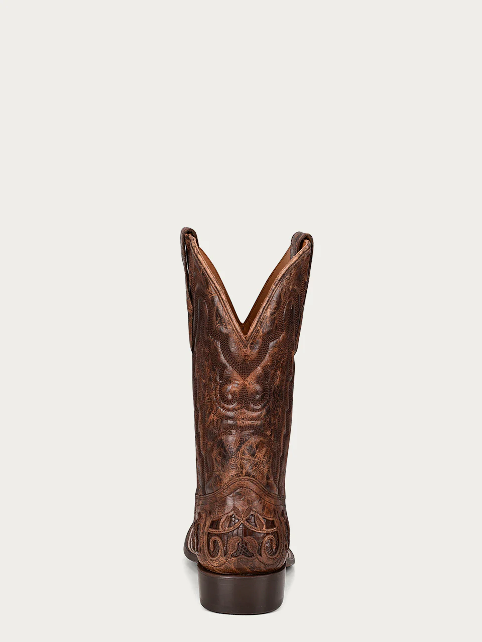 A4173 - MEN'S ALLIGATOR INLAY AND EMBROIDERY WIDE SQUARE TOE BROWN COWBOY BOOT - Image 4