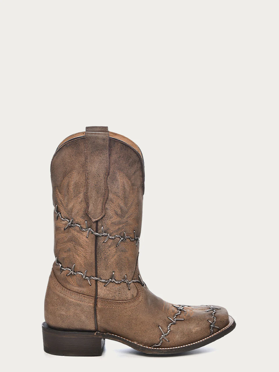 A3532 - MEN'S BARBED WIRE BROWN SQUARE TOE COWBOY BOOT - Image 3