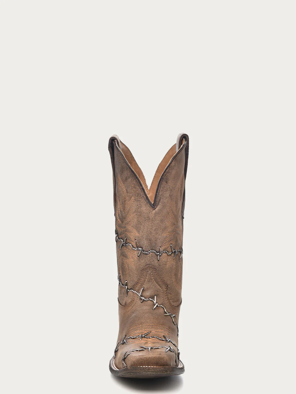 A3532 - MEN'S BARBED WIRE BROWN SQUARE TOE COWBOY BOOT - Image 4