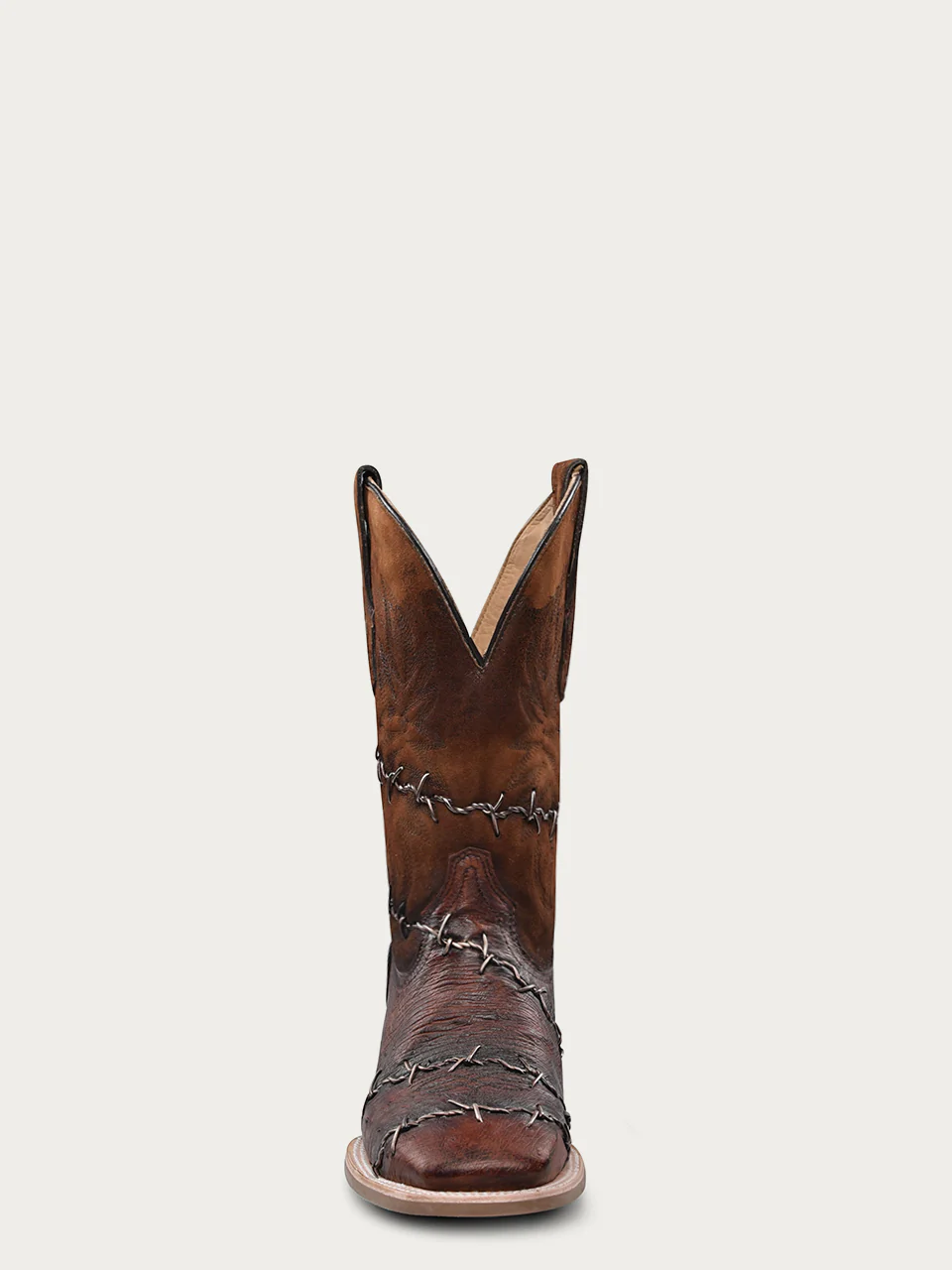 A4555 - MEN'S BARBED WIRE SHEDRON LAMB WOVEN SQUARE TOE OSTRICH COWBOY BOOT - Image 3