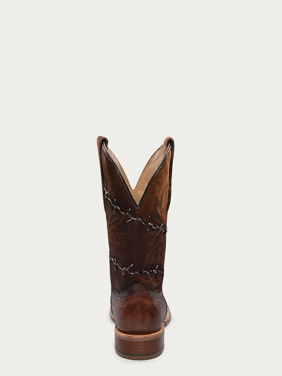 A4555 - MEN'S BARBED WIRE SHEDRON LAMB WOVEN SQUARE TOE OSTRICH COWBOY BOOT - Image 4