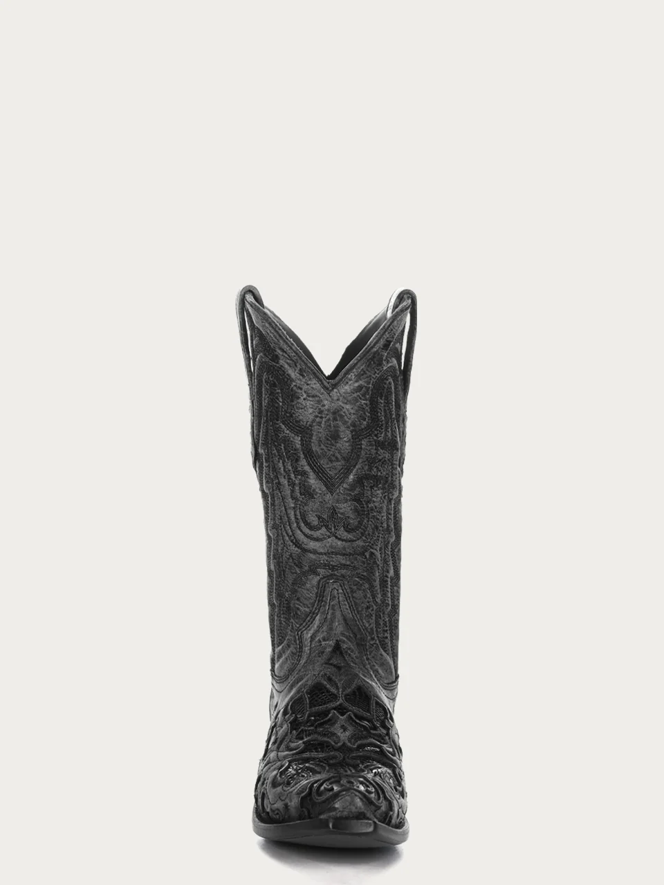 A4116 - MEN'S BLACK ALLIGATOR INLAY AND EMBROIDERY SNIP TOE COWBOY BOOT - Image 4
