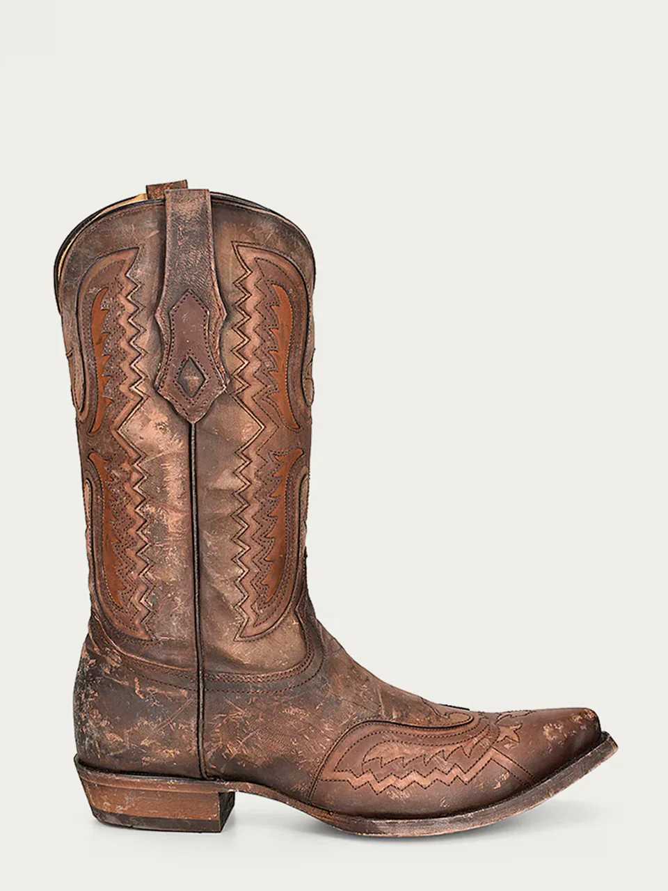 C3952 - MEN'S EAGLE INLAY AND EMBROIDERY WING TIP SNIP TOE DISTRESSED TAN COWBOY BOOT - Image 3