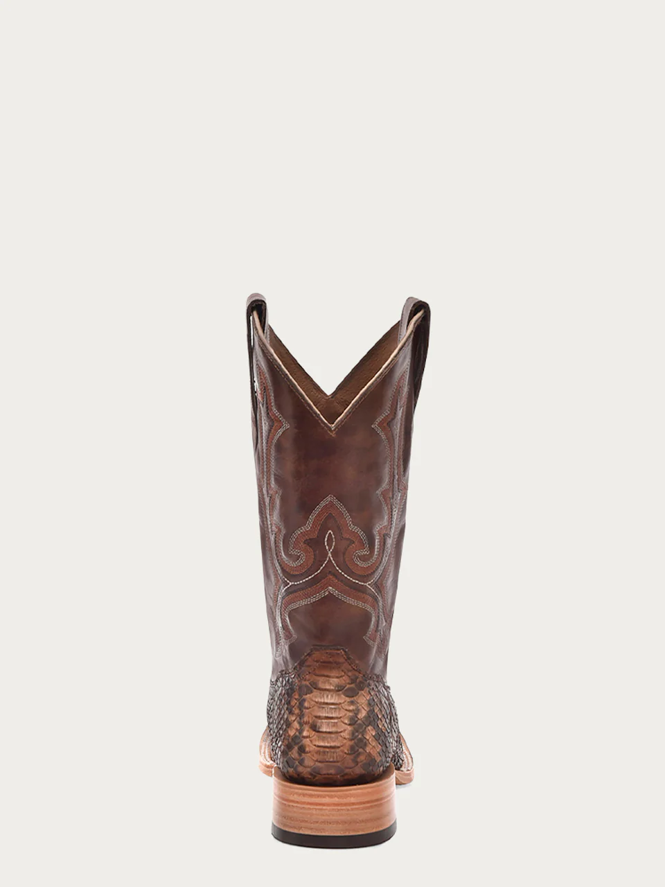B5000 - MEN'S EMBROIDERY AND GENUINE PYTHON TAUPE WIDE SQUARE TOE COWBOY BOOT - Image 4