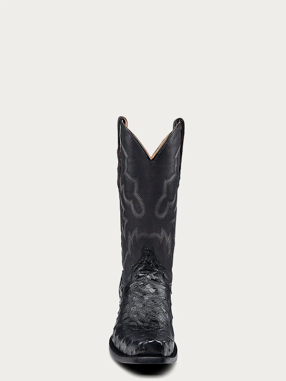 A4549 - MEN'S EMBROIDERY AND  OSTRICH BLACK NARROW SQUARE TOE COWBOY BOOT - Image 5