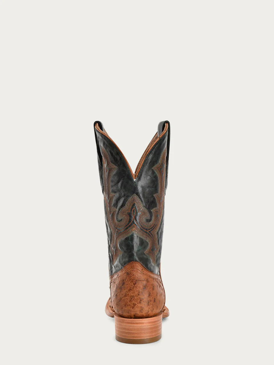 A4533 - MEN'S EMBROIDERY AND TAN OSTRICH VAMP AND COUNTER OLIVE GREEN WIDE SQUARE-TOE COWBOY BOOT - Image 5