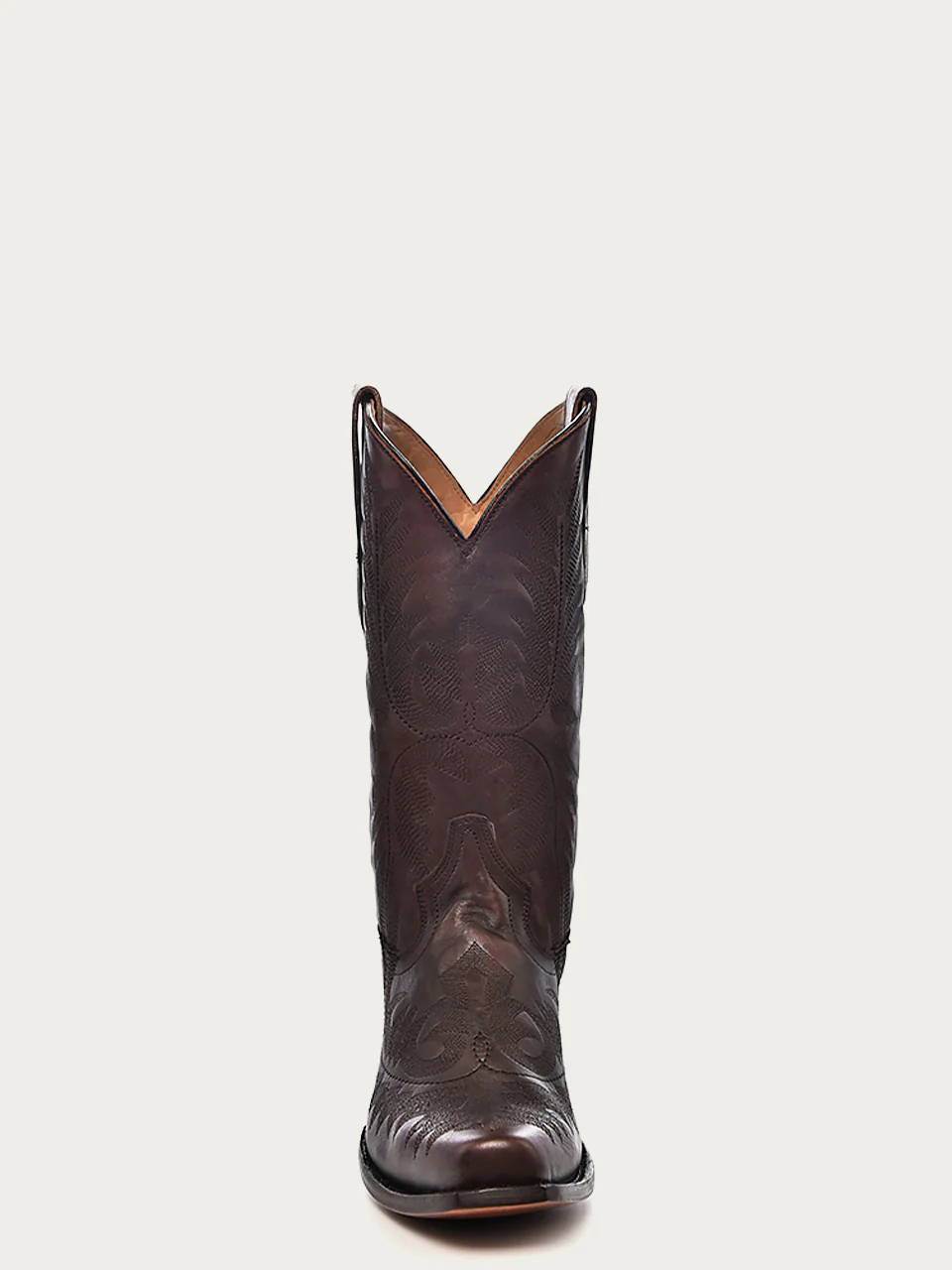 A4544 - MEN'S EMBROIDERY BROWN COWHIDE NARROW SQUARE TOE COWBOY BOOT - Image 3