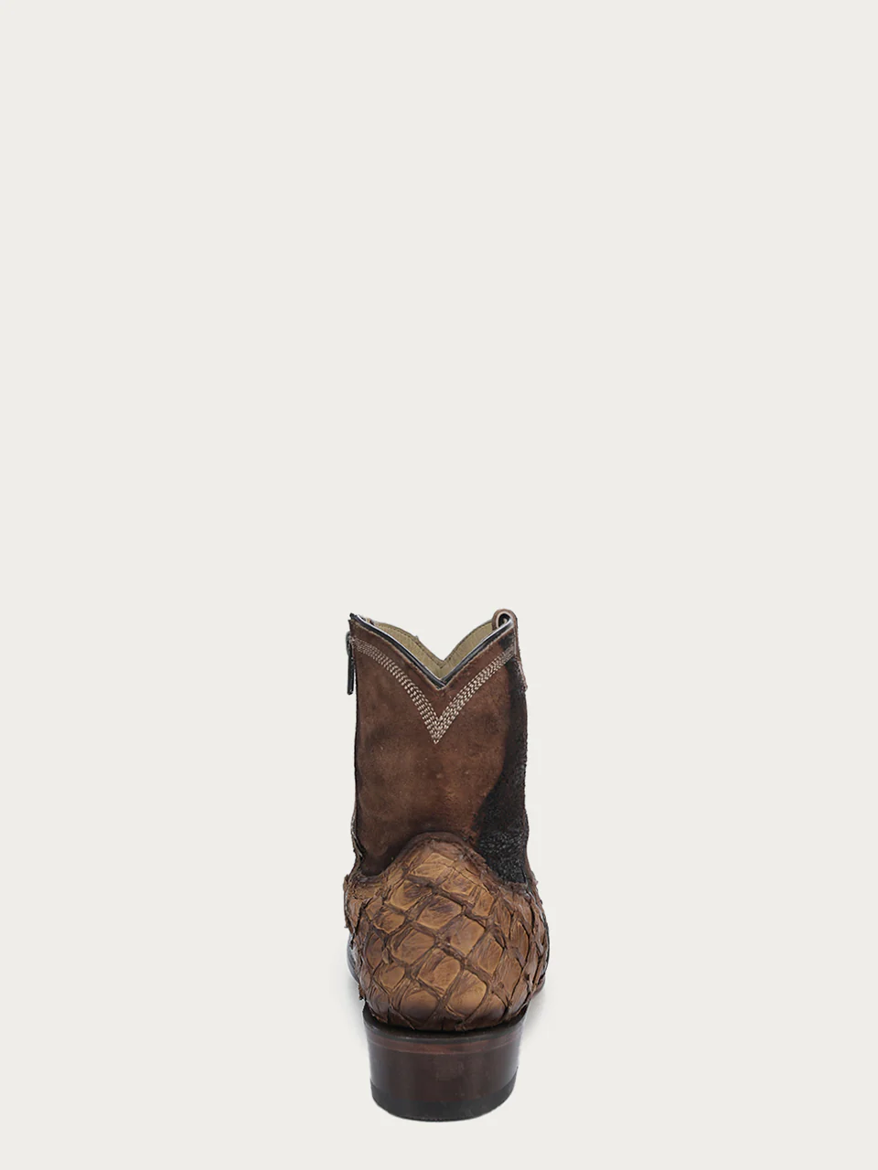 A4660 - MEN'S EMBROIDERY COGNAC FISH PIRARUCU NARROW SQUARE TOE SHORT COWBOY BOOT - Image 6