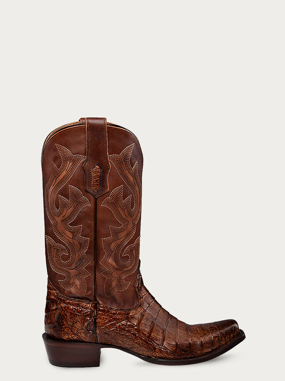 A4552 - MEN'S EMBROIDERY HONEY BROWN CAIMAN NARROW SQUARE TOE COWBOY BOOT - Image 3