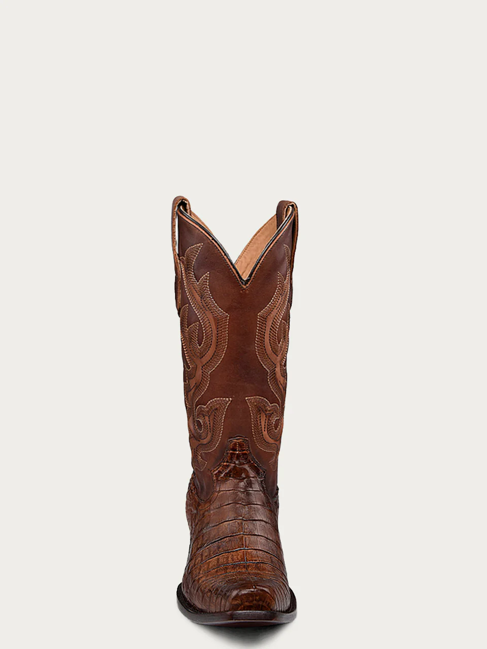 A4552 - MEN'S EMBROIDERY HONEY BROWN CAIMAN NARROW SQUARE TOE COWBOY BOOT - Image 4