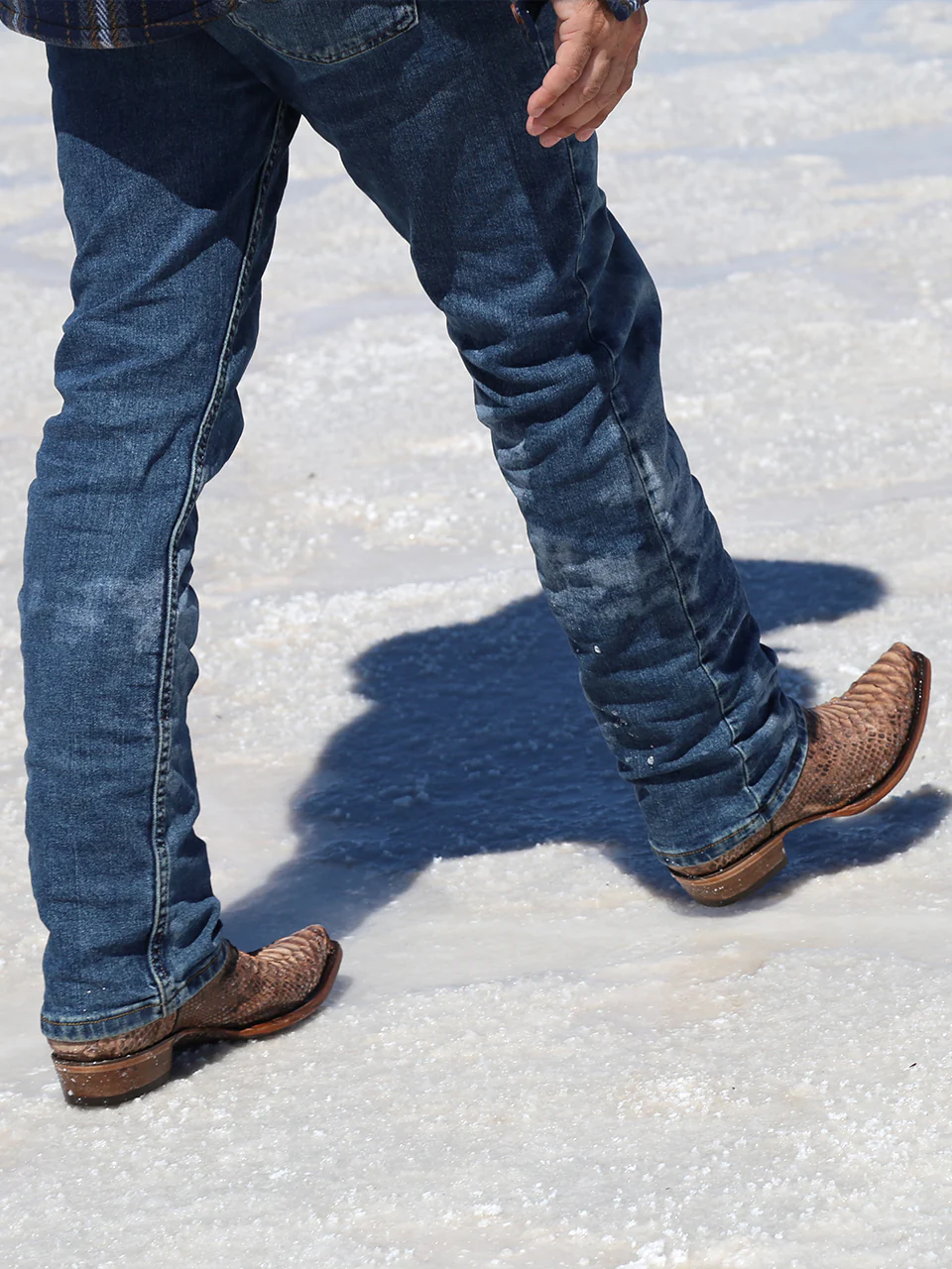 A4452 - MEN'S EMBROIDERY LAMB SHAFT GENUINE BROWN PYTHON VAMP SNIP TOE COWBOY BOOT - Image 4