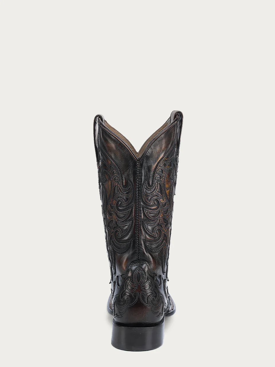 A4655 - MEN'S HONEY OVERLAY AND EMBROIDERY BLACK WIDE SQUARE TOE COWBOY BOOT - Image 5