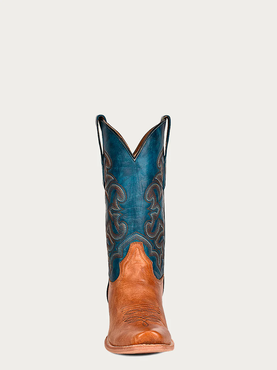 A4378 - MEN'S NAVY BLUE AND SAND EMBROIDERY NARROW SQUARE TOE COWBOY BOOT - Image 4