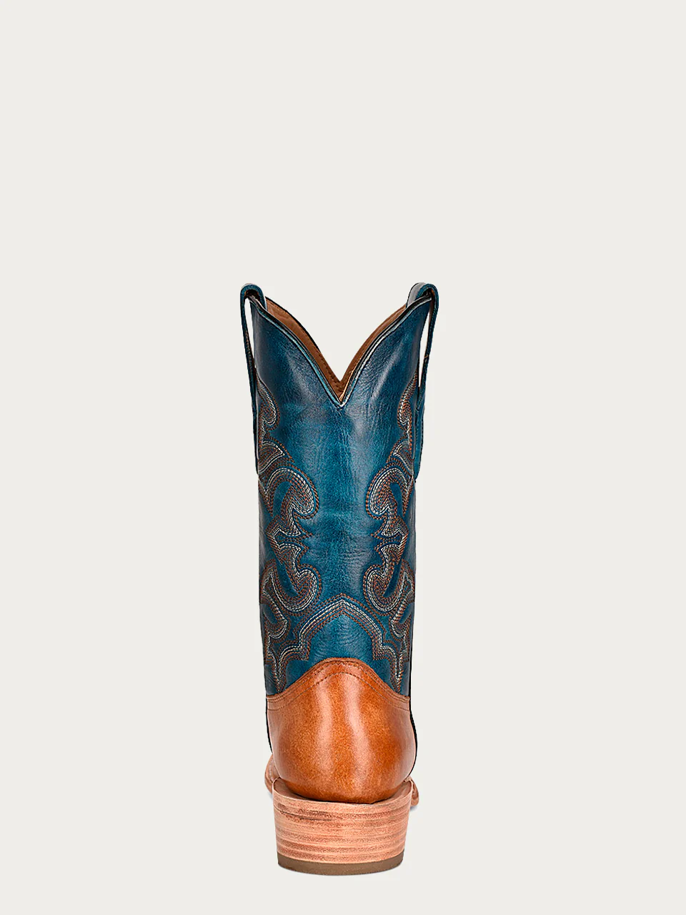 A4378 - MEN'S NAVY BLUE AND SAND EMBROIDERY NARROW SQUARE TOE COWBOY BOOT - Image 5