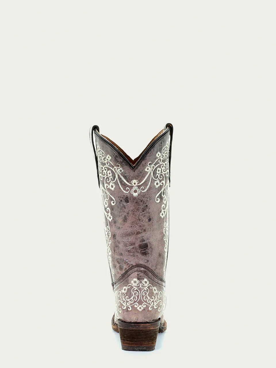 A2773 - TEEN'S BONE COLOR FLORAL EMBROIDERY SNIP TOE COWBOY BOOT - Image 4