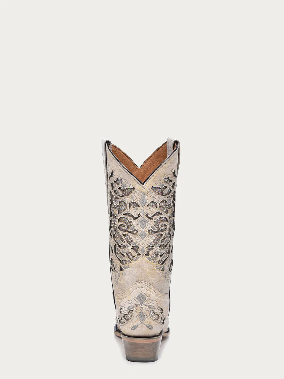 T0021 - TEEN'S WHITE GLITTERED INLAY SNIP TOE COWBOY BOOT - Image 4