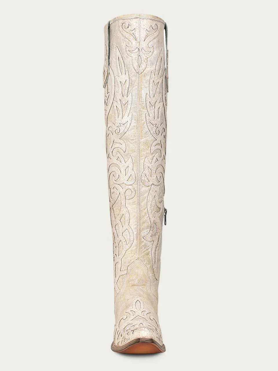 C3927 - WOMEN'S BEIGE GLITTER OVERLAY AND EMBROIDERY TALL TOP SNIP TOE COWBOY BOOT - Image 5