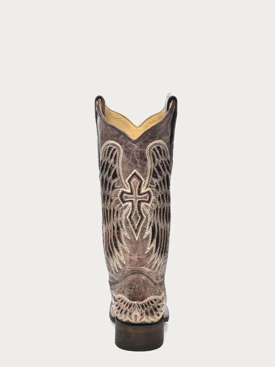 A1197 - WOMEN'S BLACK GLITTER INLAY CROSS AND WINGS EMBROIDERY SQUARE TOE COWBOY BOOT - Image 5