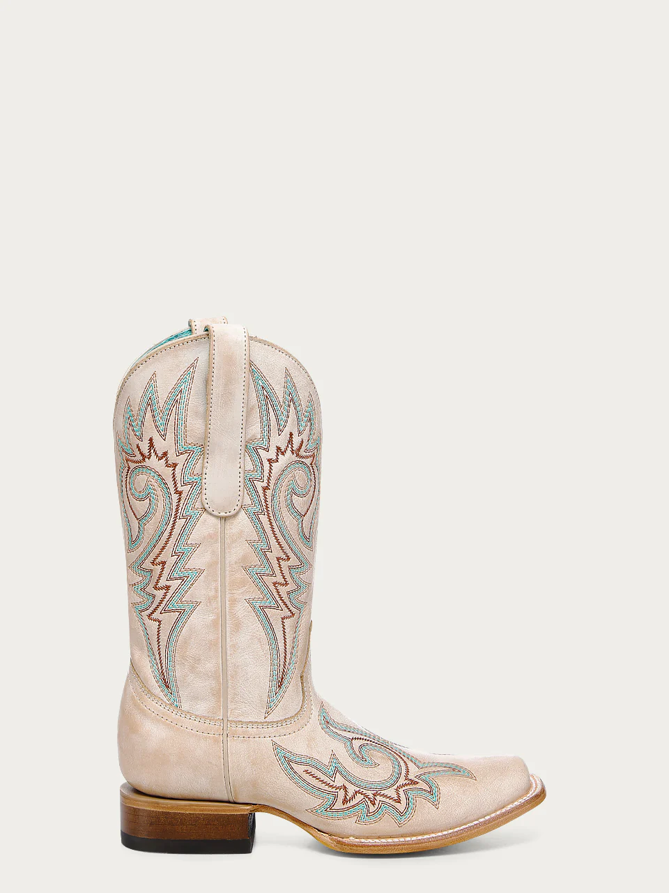 Z5444 - WOMEN'S BLUE AND RED EMBROIDERY BONE SQUARE TOE COWBOY BOOT - Image 3