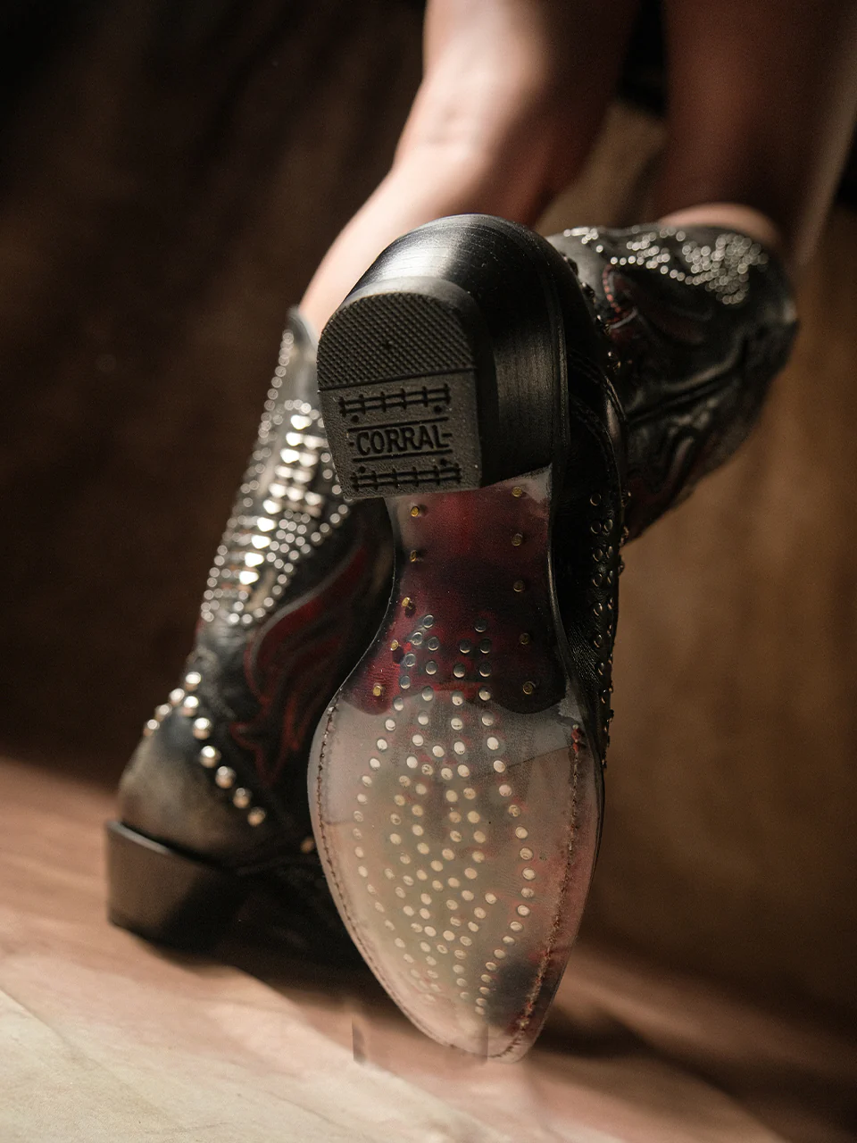 A4833 - WOMEN'S BONE OVERLAY EMBROIDERY AND STUDS BLACK SNIP TOE COWBOY BOOT - Image 7