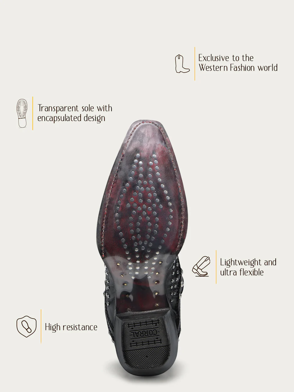 A4833 - WOMEN'S BONE OVERLAY EMBROIDERY AND STUDS BLACK SNIP TOE COWBOY BOOT - Image 8