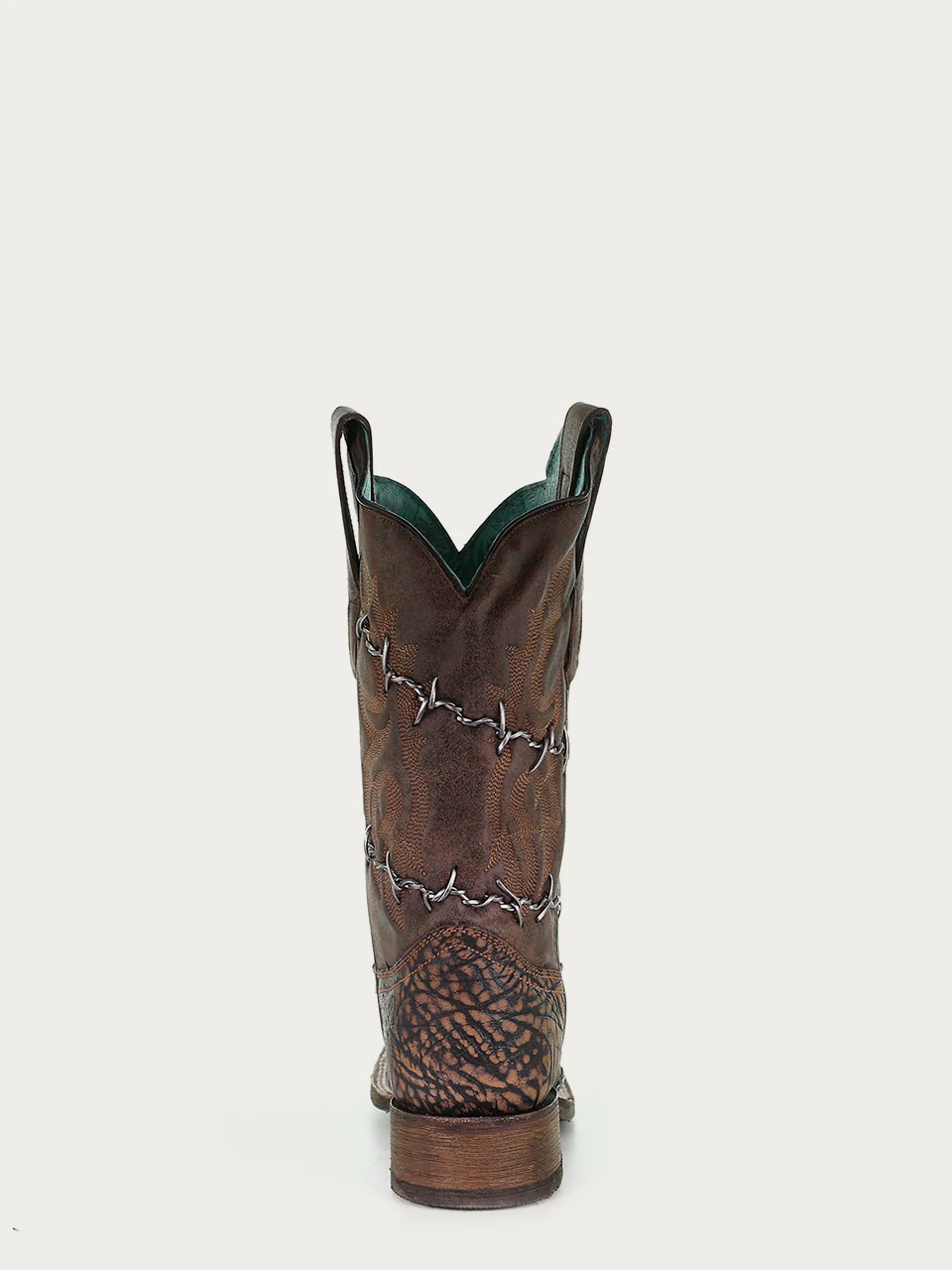 A3815 - WOMEN'S BROWN WOVEN BARBED WIRE SQUARE TOE RODEO COWBOY BOOT - Image 5