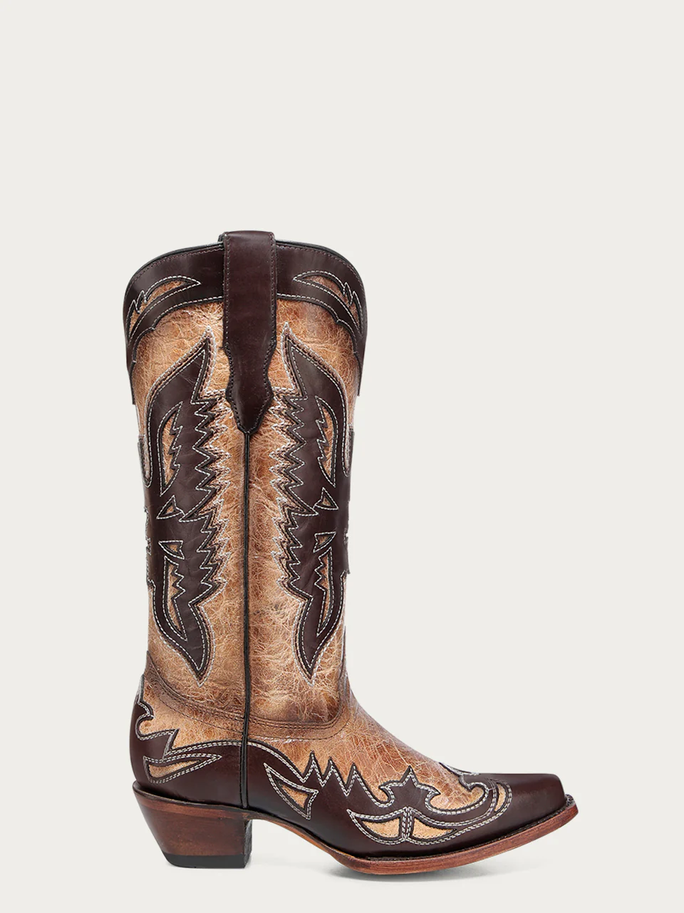 A4889 - WOMEN'S CHOCOLATE EAGLE OVERLAY SAND SNIP-TOE COWBOY BOOT - Image 3