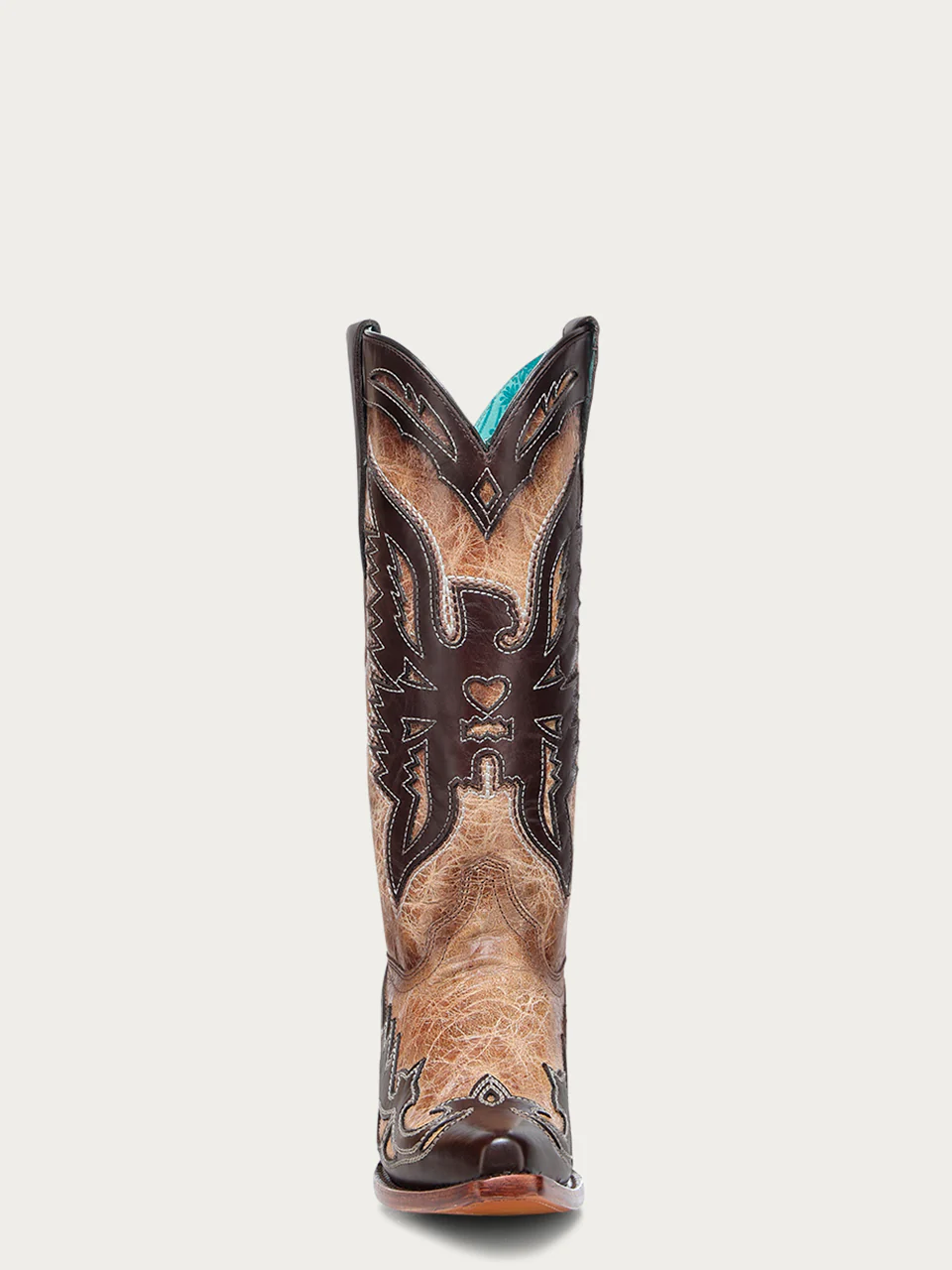 A4889 - WOMEN'S CHOCOLATE EAGLE OVERLAY SAND SNIP-TOE COWBOY BOOT - Image 5