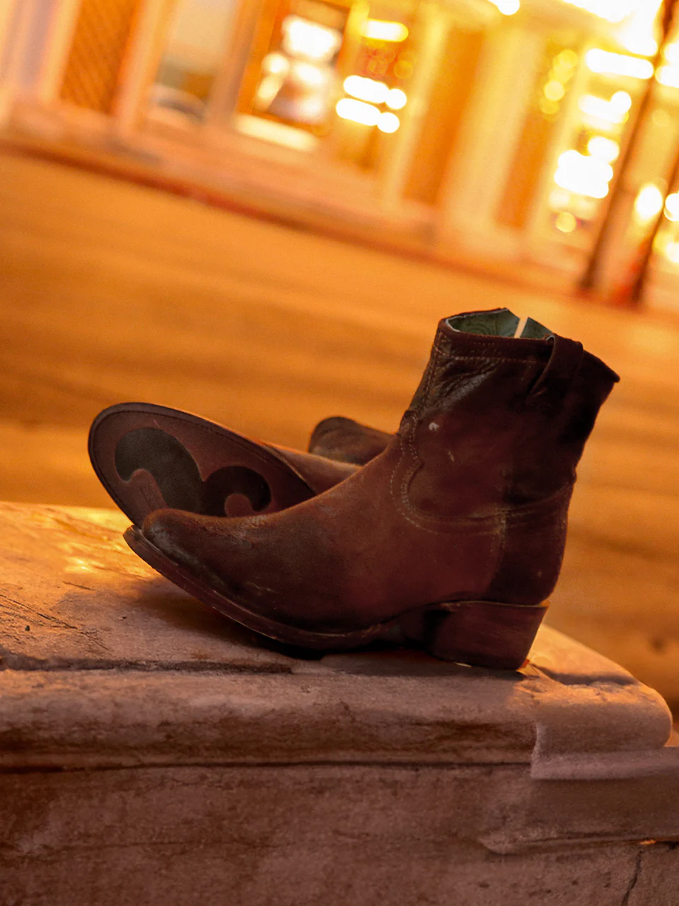 C1064 - WOMEN'S CHOCOLATE TAN LAMB ROUND TOE COWBOY BOOTIE WITH ZIPPER - Image 4