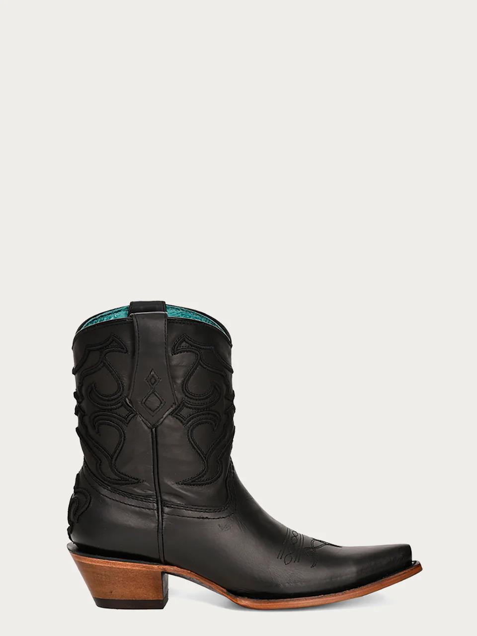 Z5111 - WOMEN'S EMBROIDERY BLACK SNIP TOE ANKLE BOOT - Image 3