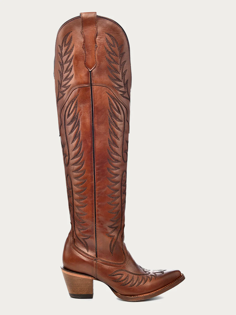 E1507 - WOMEN'S EMBROIDERY COGNAC J TOE TALL TOP COWBOY BOOT - Image 3