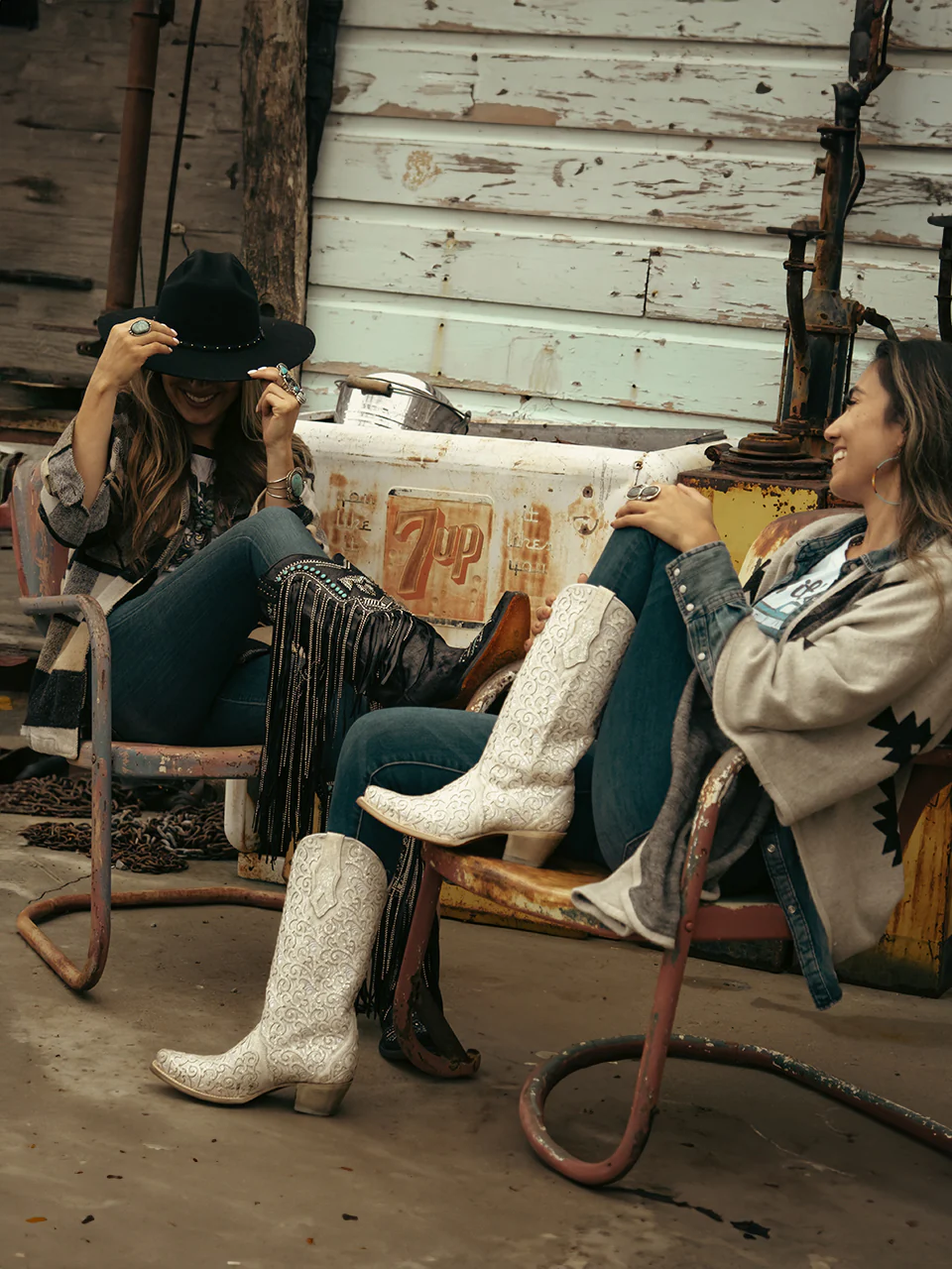 C4087 - WOMEN'S EMBROIDERY EAGLE WITH LAMB AND CRYSTALS FRINGE WITH STUDS SNIP TOE COWBOY BOOT - Image 4