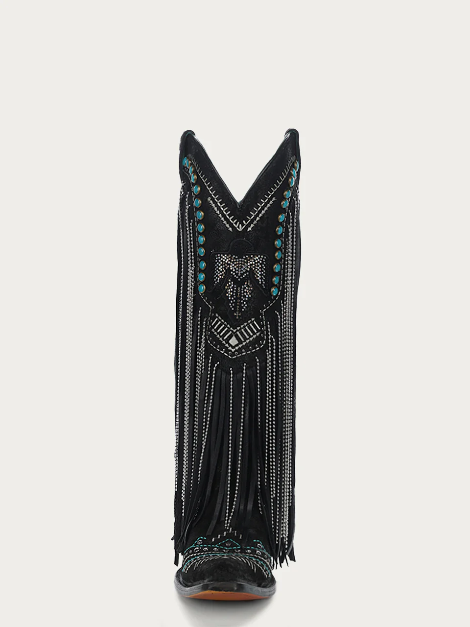 C4087 - WOMEN'S EMBROIDERY EAGLE WITH LAMB AND CRYSTALS FRINGE WITH STUDS SNIP TOE COWBOY BOOT - Image 5