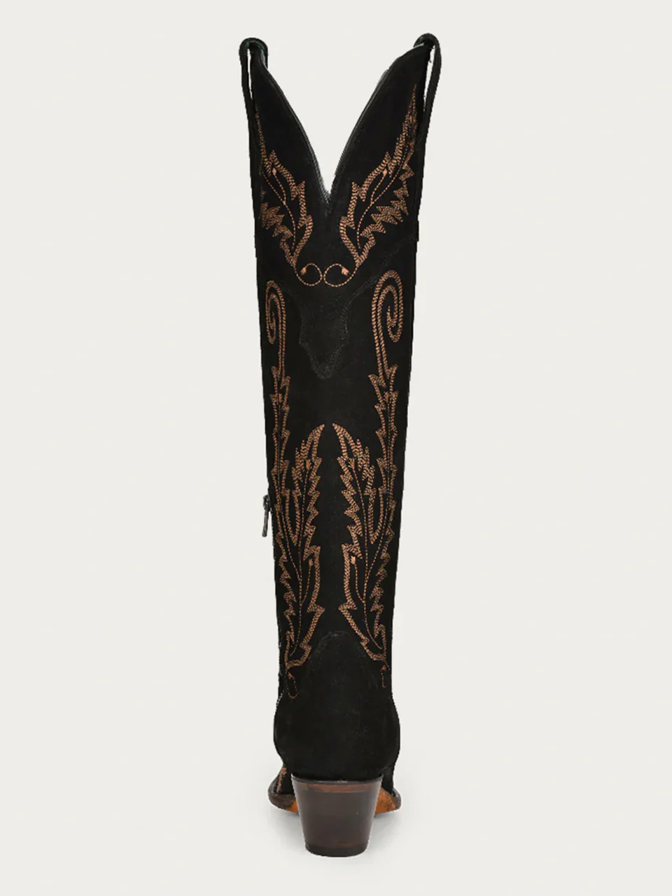 A4404 - WOMEN'S GOLD EMBROIDERY BLACK SUEDE TALL TOP J TOE COWBOY BOOT - Image 6