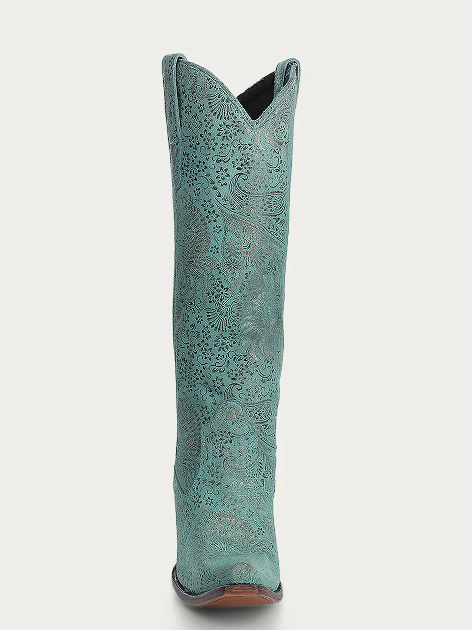 A4587 - WOMEN'S GOLD STAMPED FLORAL TURQUOISE SNIP TOE COWBOY BOOT - Image 4