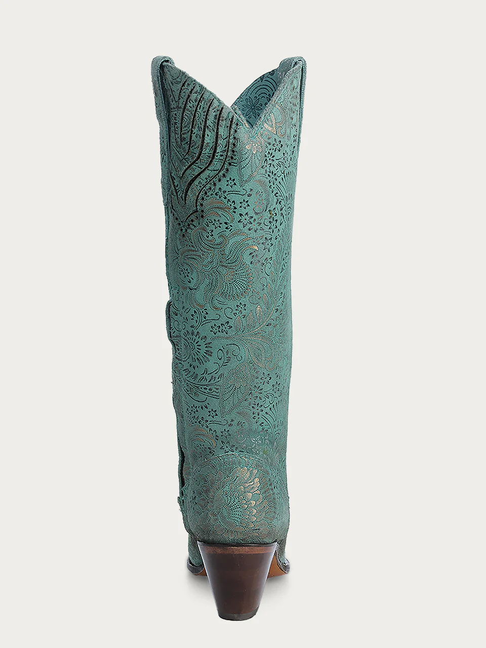 A4587 - WOMEN'S GOLD STAMPED FLORAL TURQUOISE SNIP TOE COWBOY BOOT - Image 5