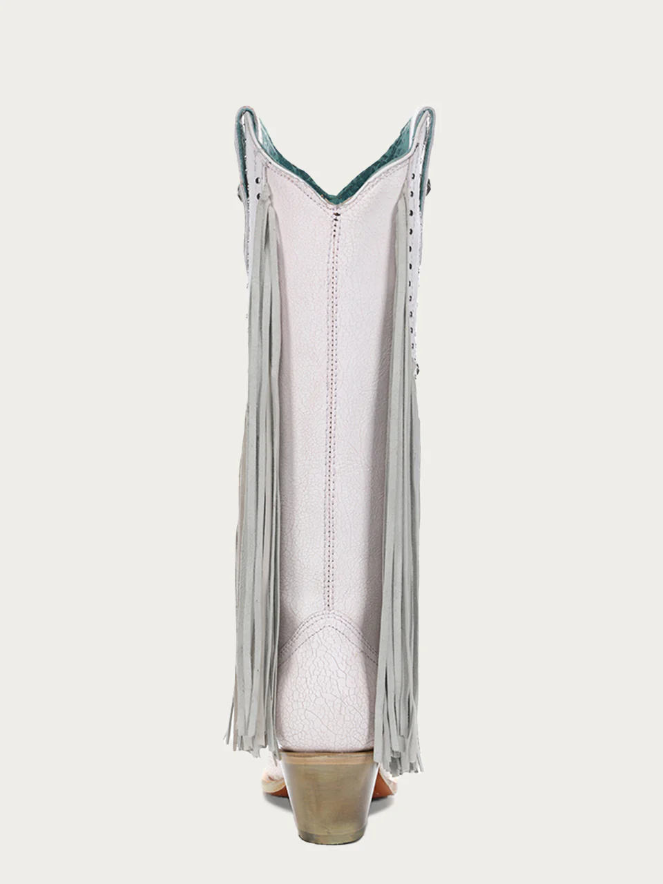 C4084 - WOMEN'S LUMINESCENT EMBROIDERY AND PINK STARS WITH LAMB FRINGE WHITE SNIP TOE COWBOY BOOT - Image 5