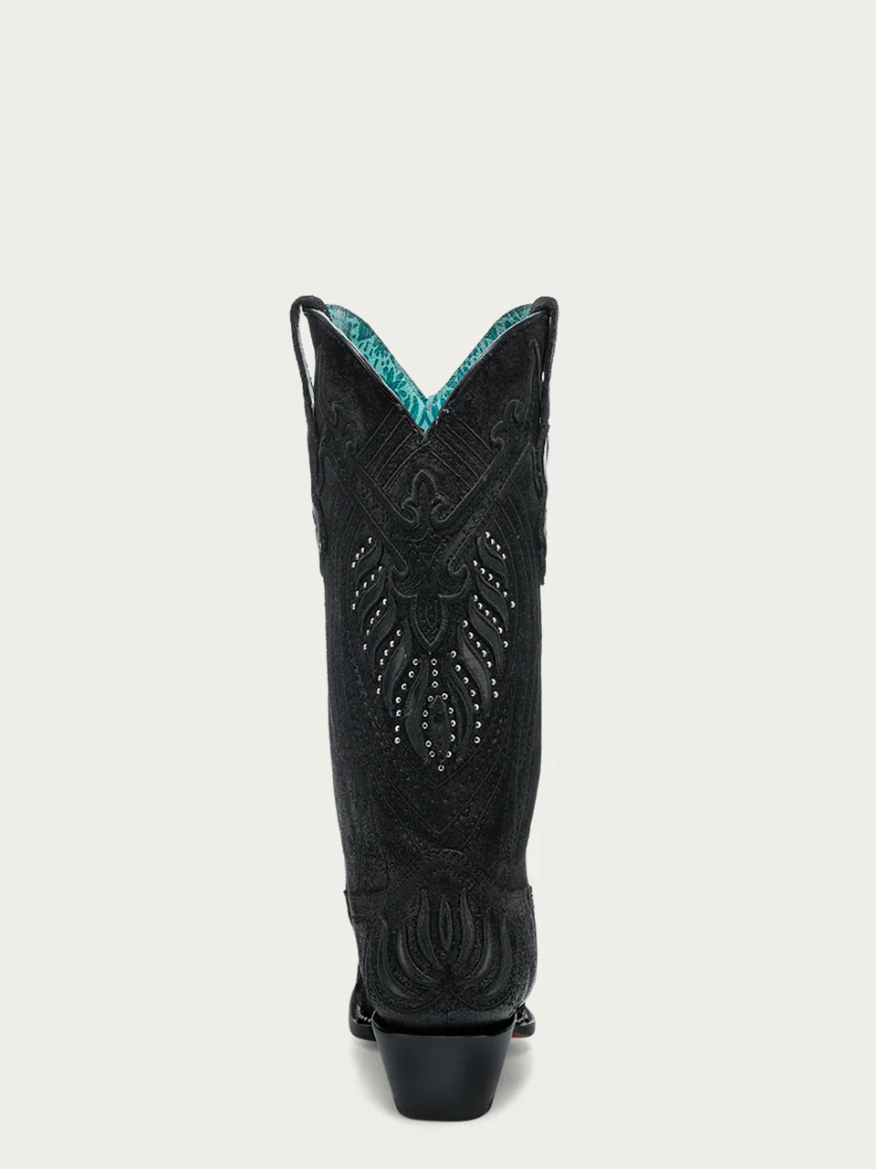 A4729 - WOMEN'S OVERLAY EMBROIDERY AND STUDS BLACK SNIP TOE COWBOY BOOTS - Image 4