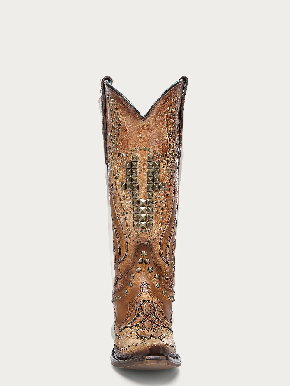 A4834 - WOMEN'S OVERLAY EMBROIDERY AND STUDS SAND SNIP TOE COWBOY BOOT - Image 3