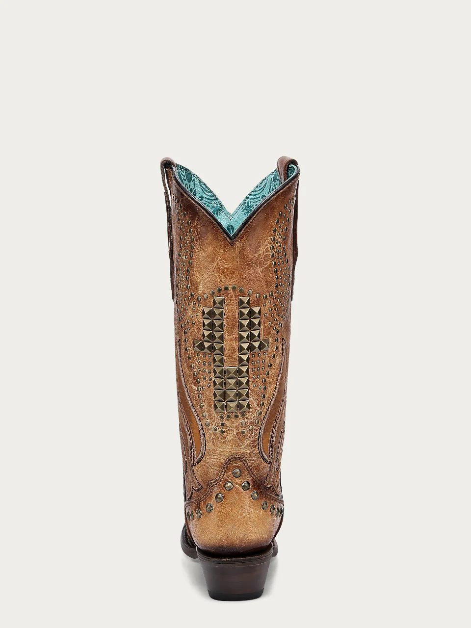 A4834 - WOMEN'S OVERLAY EMBROIDERY AND STUDS SAND SNIP TOE COWBOY BOOT - Image 4